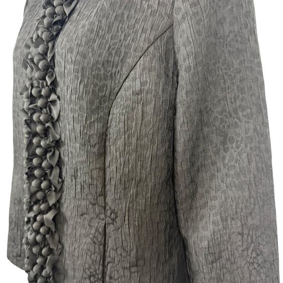 Chicos Forget Me Knot Cheetah Animal Print Blazer Jacket Ruffle Black sz 1 / M - Picture 9 of 16